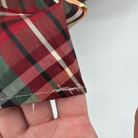Coldwater Creek Top Sz L Plaid 100% Silk Button Front Blouse Tartan Multi Red - Picture 4 of 16